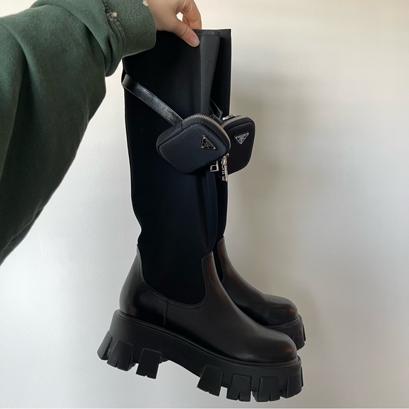 PRADA MINI BAG KNEE HIGH MONOLITH BOOT SIZE 39 - Picture 8 of 16